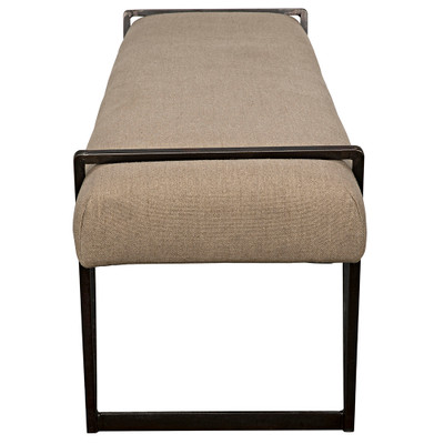 Noir Larkin Bench - Steel With Linen