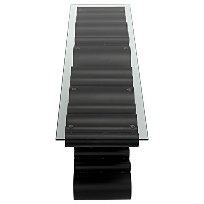 Noir Paradox Console - Black Steel With Glass Top
