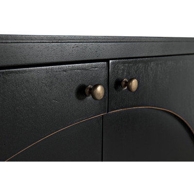 Noir Weston Sideboard - Hand Rubbed Black With Light Brown Trim