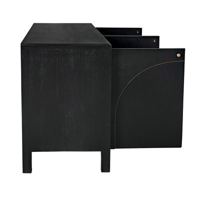 Noir Weston Sideboard - Hand Rubbed Black With Light Brown Trim