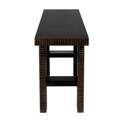 Noir Nabu Console - Hand Rubbed Black With Light Brown Trim