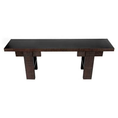 Noir Nabu Console - Hand Rubbed Black With Light Brown Trim