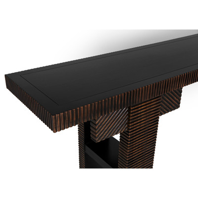 Noir Nabu Console - Hand Rubbed Black With Light Brown Trim
