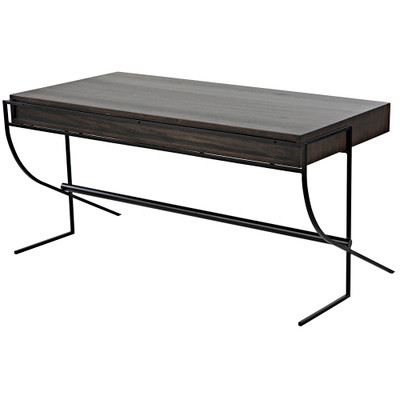 Noir Frank Desk - Ebony Walnut With Steel