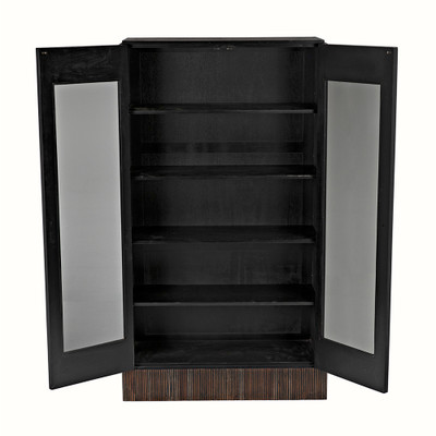 Noir Noho Hutch - Hand Rubbed Black With Light Brown Trim