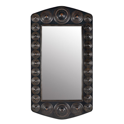 Noir Nanna Mirror - Hand Rubbed Black With Light Brown Trim