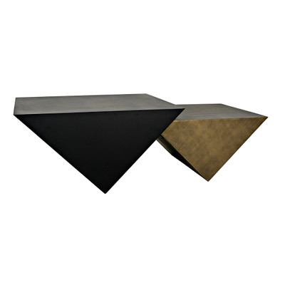 Noir Amboss Coffee Table - Black Metal - Aged Brass Finish