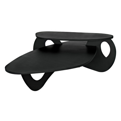 Noir Kaldera Coffee Table - Black Steel