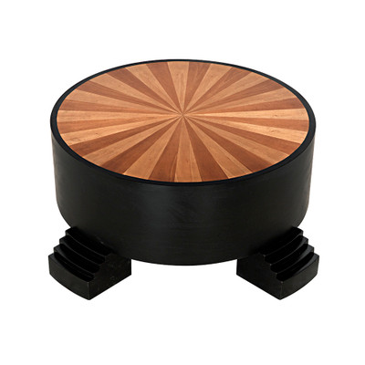 Noir Tambour Coffee Table - Hand Rubbed Black With Veneer Top