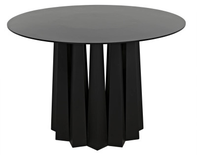 Noir Column Dining Table - Black Steel