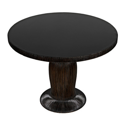 Noir Portobello Dining Table - Hand Rubbed Black With Light Brown Trim