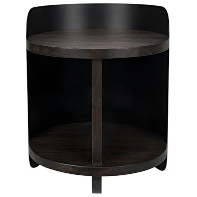 Noir Mondo Bongo Side Table - Ebony Walnut With Steel