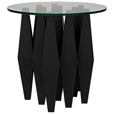 Noir Soldier Side Table - Black Steel With Glass Top