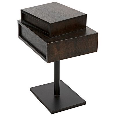 Noir Enola Side Table - Ebony Walnut With Steel Base