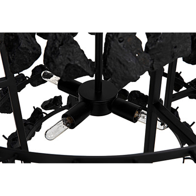 Noir Vulcan Chandelier - Black Steel With Black Glass