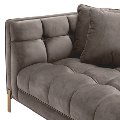 Eichholtz Sienna Sofa - Savona Grey Velvet - Brushed Brass Legs