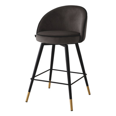 Eichholtz Cooper Set Of 2 Counter Stool - Roche Dark Grey Velvet