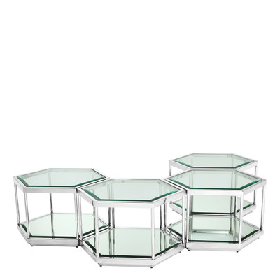 Eichholtz Sax Set Of 4 Coffee Table - Polished Stainless Steel