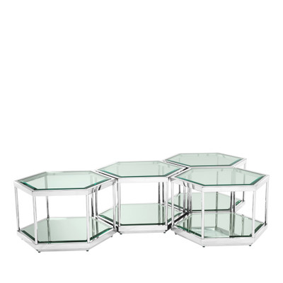 Eichholtz Sax Set Of 4 Coffee Table - Polished Stainless Steel
