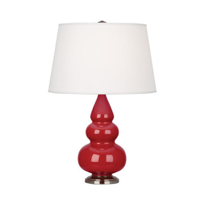 Small Triple Gourd Table Lamp - Antique Silver - Ruby Red