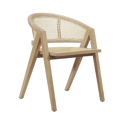 Worlds Away Cane Barrel Back Dining Chair - Cerused Oak