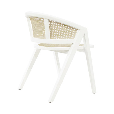 Worlds Away Cane Barrel Back Dining Chair - Matte White Lacquer