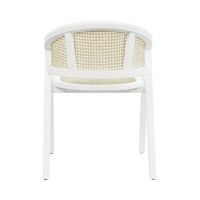 Worlds Away Cane Barrel Back Dining Chair - Matte White Lacquer