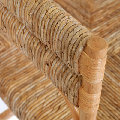 Worlds Away Rattan Bench - Seagrass Wrapped Seat And Seat Back