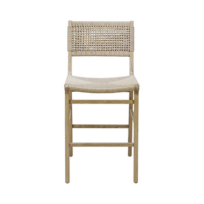 Worlds Away Woven Back Counter Stool - Rush Seat - Cerused Oak