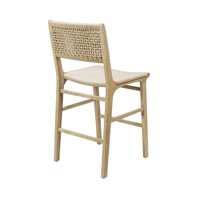 Worlds Away Woven Back Counter Stool - Rush Seat - Cerused Oak