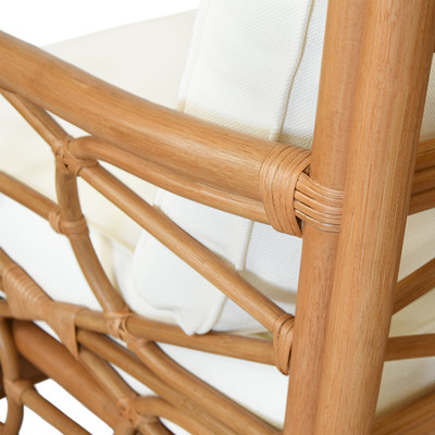 Worlds Away Rattan Club Chair - Ivory Linen Cushion