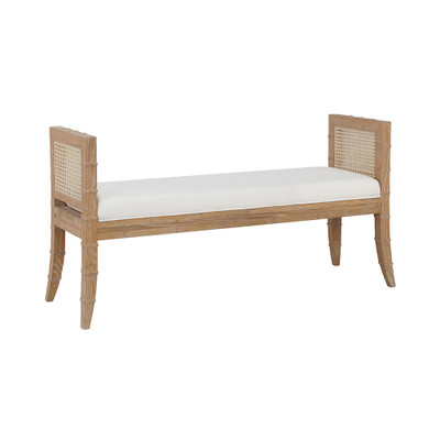 Worlds Away Square Edge Bamboo Detail Bench - Cane Sides - Cerused Oak
