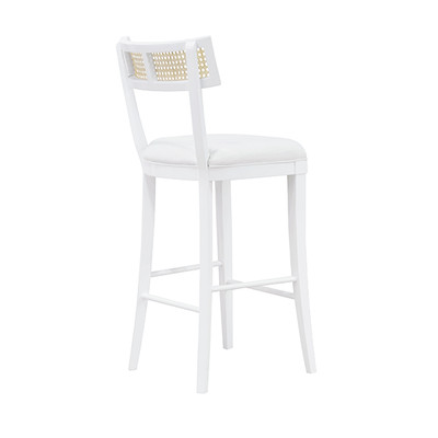 Worlds Away Klismos Bar Stool - Cane Detail - Matte White Lacquer