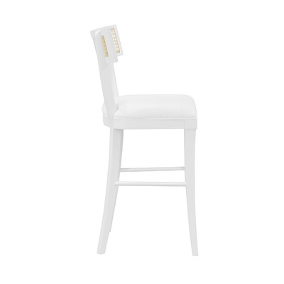 Worlds Away Klismos Counter Stool - Cane Detail - Matte White Lacquer