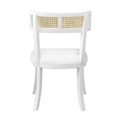 Worlds Away Klismos Dining Chair - Cane Detail - Matte White Lacquer