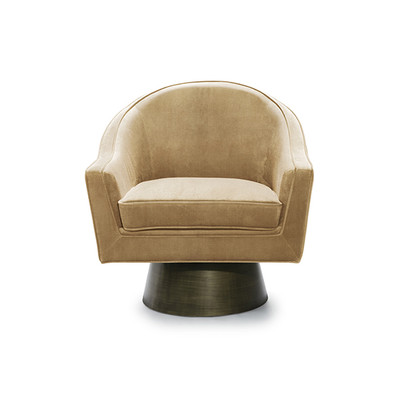 Worlds Away Swivel Chair W. Bronze Base - Camel Velvet