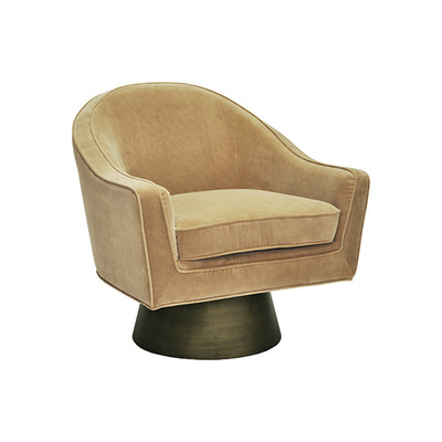 Worlds Away Swivel Chair W. Bronze Base - Camel Velvet