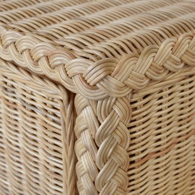 Worlds Away Four Door Buffet - Fully Wrapped Rattan - Satin Brass Pulls