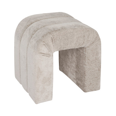 Worlds Away Horizontal Channeled Stool - Taupe Textured Chenille