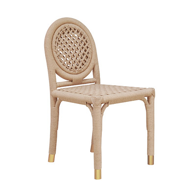 Worlds Away Round Back Rattan Wrapped Dining Chair