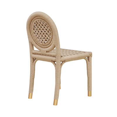 Worlds Away Round Back Rattan Wrapped Dining Chair