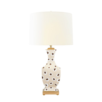 Worlds Away Handpainted Tole Table Lamp - Brown Leopard Pattern