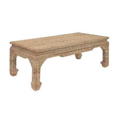 Worlds Away Ming Style Coffee Table - Woven Rattan
