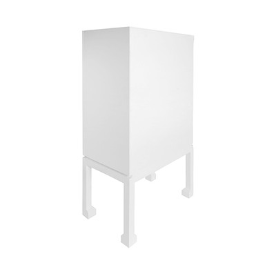 Worlds Away Bar Cabinet - Matte White - Natural Cane Doors