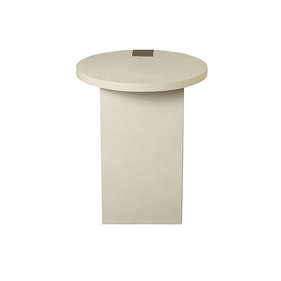 Worlds Away Round Side Table - Ant Brass & Cream Faux Shagreen