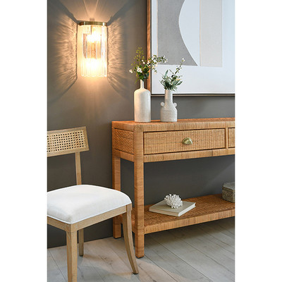 Worlds Away Two Light Hanging Textured Glass Sconce - Brushed Brass (Closeout)