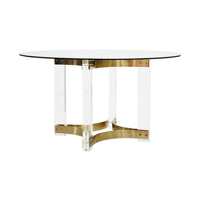 Worlds Away Acrylic Dining Table Base - Antique Brass Stretchers