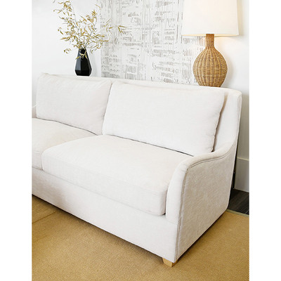 Worlds Away Wingback Sofa - Cerused Oak Feet - Ivory Plain Weave Upholstery