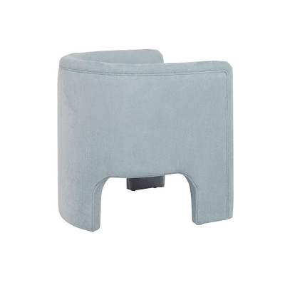 Worlds Away Three Leg Fully Upholstered Barrel Chair - Performance Light Blue Chenille