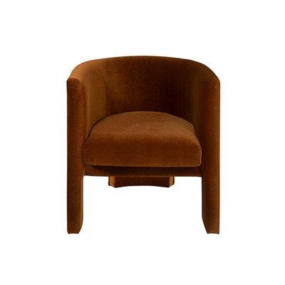 Worlds Away Three Leg Fully Upholstered Barrel Chair - Rust Velvet